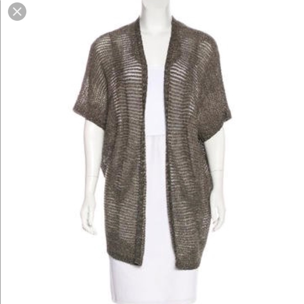 Eileen Fisher Metallic Knit Open Cardigan
